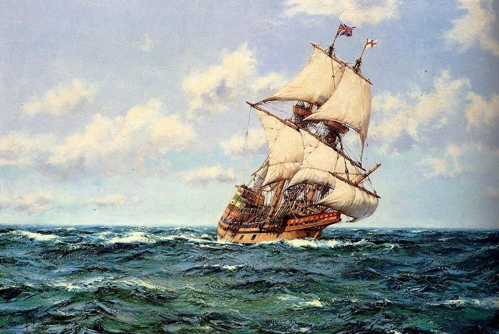 Montague Dawson Mayflower II on the Open Seas